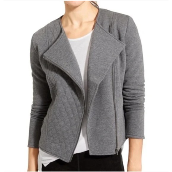 Athleta Gray Heather Belvedere Moto Jacket Size Medium - Picture 1 of 5